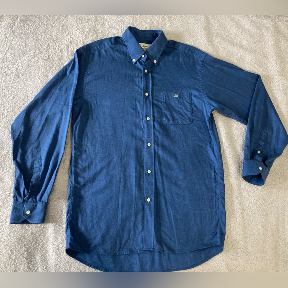 Lacoste Men's Classic Blue Button-Down Shirt